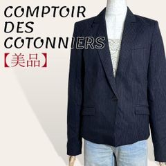 ❤️美品 コントワーデコトニエ 黒 ピンストライプ カッコいい系 テーラードジャケット 7/S レディース 3377