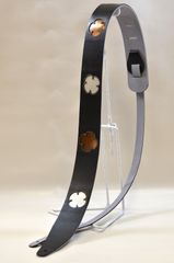 国内生産 ハンドメイド 本革ギターストラップ(Genuine Leather Guitar Strap)　ブラック　花模様