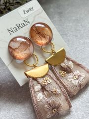 533≫アルコールインクアート【nara】2wayインド刺繍リボンタッセルイヤリング