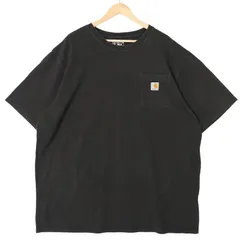 カーハート クルーネック半袖ポケット付きTシャツ メンズUS-2XL TALL LOOSE FIT 胸ロゴ ブラック hsc-0307n