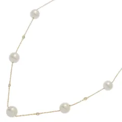 8.1-8.3mm ステーション 5P･アコヤ真珠 パール ダイヤモンド ネックレス･ペンダント/K18YG/750-5.5g//イエローゴールド【♀】【S】【レディース】★■585904【中古】