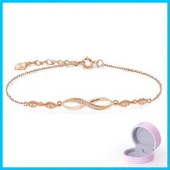 【数量限定】金属アレルギー対応 ブレスレット ブレスレット 無限 18K ブレスレット プラチナメッキ ブレスレット シルバー925 女性 アクセサリー 上質ジルコニア 長さ調整可能 細タイプ レディース プレゼント 母の日 Naniwaai 誕生日
