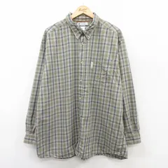 XL/古着 コロンビア 長袖 ブランド シャツ メンズ 00s 大きいサイズ ロング丈 コットン ボタンダウン 緑系他 グリーン チェック 25jun27 中