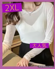 新品 人気商品 ホワイト シアー インナー シースルー トップス 韓国 白 2XL