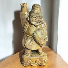 木彫り 大黒天 七福神 木製 大黒様 開運 縁起物 彫刻 仏像 古美術 インテリア 置物 オブジェ 骨董品 アンティーク
