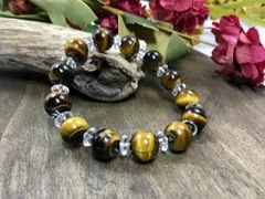 パワーストーン　ブレスレット　タイガーアイ　12mm 天然石ブレス （ソロバン）メンズ・レディース　男性・女性　数珠ブレス　開運 [24]