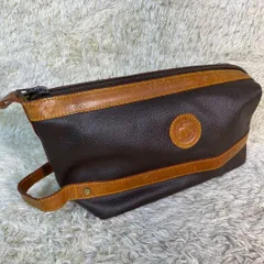 ハンティングワールド　クラッチ　セカンドバッグ　PVC レザー　ブラウン