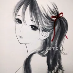 24211① 肉筆原画 水墨画 美人画 ヌード 裸婦画 ドローイング A4