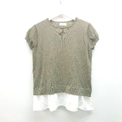 ◇ LEPSIM レプシィム レイヤード風デザイン 薄手 ゆったり シンプル 半袖 ニット サイズM ブラウン レディース E  【1310050022761】