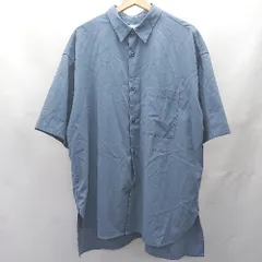 ◇ ⊂Φ LOWRYS FARM ローリーズファーム オーバーシャツ ロング丈 半袖 シャツ サイズ M ブルー系 レディース E  【1411280035689】