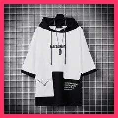 ★スタッフおすすめ★ パーカー メンズ 半袖 フード付き Tシャツ レイヤード プルオーバー 半袖パーカー 夏服 ゆったり 通勤 通学 大きいサイズ 体型カバー