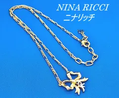 NINA RICCI ニナリッチ VINTAGE ゴールドカラー　リボン ネックレス  NRロゴ　(2105-6)