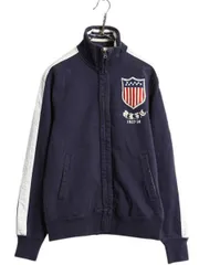 【お得なクーポン配布中!】 ヴィンテージ 加工 ラグビー ラルフローレン スウェット トラック ジャケット メンズ S ポロ RUGBY フルジップ ジャージ ハイネック 星条旗