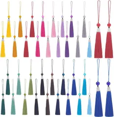 PH PandaHall 17色 34本 タッセル フリンジ チャーム 中国結び 手作り素材 カーテン キーホルダー 車のチャーム 卒業式 パーティー 房飾り しおり イヤリング ハンドメイド用 アクセサリーパーツ 装飾パーツ