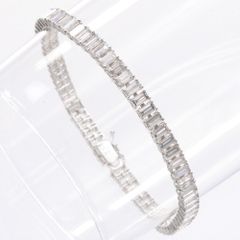 ブレスレット メンズ K18WG 18金 ダイヤモンド 7カラット バゲットカット ホワイトゴールド 18cm レディース 男女兼用 ユニセックス 日本製 刻印入り 鑑別書付き シンプル プレゼント ギフト