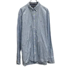 TOMMY HILFIGER 長袖 チェックシャツ トミーフィルフィガー XXL ブルー ビッグサイズ ポケット 古着卸 アメリカ仕入 a702-5606