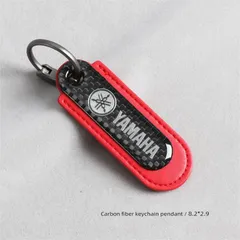 ヤマト　YAMAHA　黒／赤　色選び 即日発送　カーボンキーホルダー エンブレムキーチェーン ★炭素繊維+高級レザーキーホルダー ワイヤーキーリング