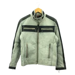 【中古】DIESEL レザージャケット ライダース M グレー ディーゼル[10]