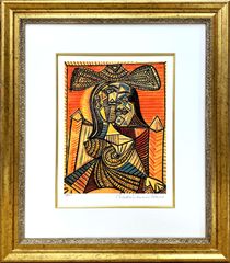 パブロ・ピカソ、ひじかけ椅子に座る女、希少画集画、新品高級額