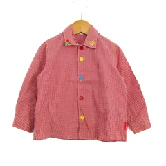 ミキハウス 長袖シャツ トップス ギンガムチェック柄 キッズ 男の子用 90サイズ 赤×白 MIKIHOUSE 【中古】