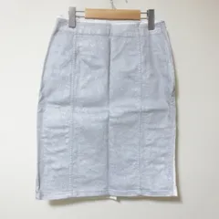 s769　zucca　ズッカ　シルバー×ホワイト　デニム　スカート　M