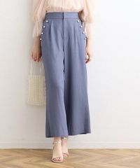 Couture Brooch  クチュールブローチ ジーンズ デニム デニムパンツ 「洗える」パール調釦シャンブレーデニムライクパンツ レディース ライトブルー 38 ＃ASP200 ＃ASP200_tomorro №5592
