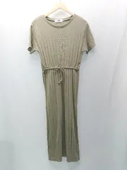 ◇ AZUL by MOUSSY タイトスカート 丸襟 ウエストゴム カジュアル 半袖 ロング丈 ワンピース サイズM カーキ レディース E  【1304120015500】のサムネイル