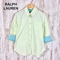 POLO JEANS COMPANY RALPH LAUREN ポロジーンズカンパニー ラルフローレン ストライプ 7分袖 BD ボタンダウン シャツ ライトグリーン レディース トップス