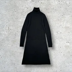 90s Y2K ヴィンテージ DKNY タートルネック ハイネック リブ編み ウールニット ワンピース S