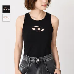 DIESEL ディーゼル トップス T-LYNYS-OD タンクトップ A15703 0AFAA レディース ホワイト ブラック コットン ロゴ スリムフィット 春 夏