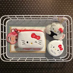 【 韓国限定 】サンリオ ハローキティ フェイスポーチ 小 韓国 SANRIO HELLOKITTY キティちゃん お顔 メイク 小物入れ めいぐるみポーチ 小銭入れ ミニウォレット ミニ財布 小さい リップ入れ キーホルダー ストラップ 日本未入荷 韓国代行