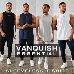 ヴァンキッシュ フィットネス VANQUISH FITNESS ノースリーブ オーバーサイズ ESSENTIALシリーズ OVERSIZED SLEEVELESS T SHIRT スリーブレス Tシャツ メンズ 筋トレ ジム ウエア ユ00582