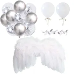 【即日発送】撮影 舞台 小道具 写真 新生児 エンジェルセット ヘアバンド 寝相アート 衣装 エンジェル 可愛い ニューボーン ベビー ハーフバースデー 天使の羽 [LIKENNY]