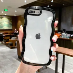 【在庫処分】Plus/iPhone 8 Plus 用 ケース 可愛い 7 おしゃれケース アイフォンケース ウェーブ デザイン ケース カラフルケース クリア TPUカバー iPhone 波状エッジ ソフトシェル ケース ワイヤレス充電対応 軽量 薄型 ファッ