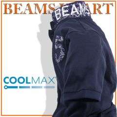 【新品】 BEAMS HEART × COOLMAX / ビームスハート × クールマックス　ポロシャツ 吸水速乾 半袖 鹿の子 バンダナ柄 ネイビー 紺 ビジネスカジュアル ビームス 春夏 真夏 盛夏 梅雨
