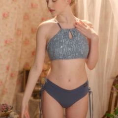 FLORA（フローラ）｜GAZE style（ゲイズ スタイル）Blue（ブルー／青）　ポールダンスウェア　エアリアルフープ　ヨガ　エキゾチック　アクロバット　エアリアルティシュー　スポブラ　パンツ