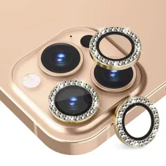 (3枚)Suomanカメラフィルム対応iPhone13Pro/iPhone13ProMax用カメラレンズ保護カバー適用アルミニウム合金+強化ガラス製キズ防止-glod