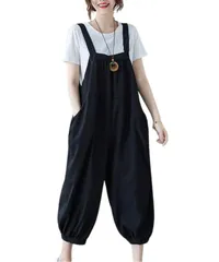 [Dep Club] オールインワン レディース 夏 大きいサイズ サロペット セットアップ オーバーオール 草刈り 作業着 サロペットパンツ きれいめ おしゃれ 低身長 (ブラック, XL) [ブラック] [XL]