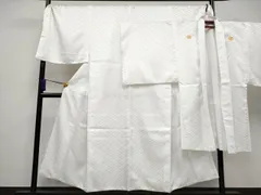 平和屋着物■極上　男性　色無地　紋付き羽織セット　キングサイズ　舞台衣装　花菱地紋　白地　洗える着物　逸品　CYAA3462s5 平和屋着物□極上 男性 色無地 紋付き羽織セット キングサイズ 舞台