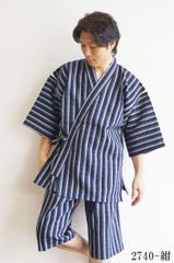 父の日 甚平 国産 久留米織しじら織 甚平 じんべい 綿100％ M/L/LL　2740-紺
