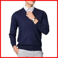 冬 秋 ビジネス 春 カジュアル カットソー 毛玉レスニット 薄手 無地 長袖 ストレッチ Vネック プルオーバー セーター トップス メンズ シンプル ニット オシャレ [WUXZHI]