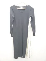 ◇ ◎ JILL STUART ジル スチュアート 長袖 膝下丈 ニット ワンピース サイズFR ブラック ホワイト系 レディース P  【1406180050979】