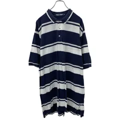 POLO GOLF 半袖 ボーダー ポロシャツ 2XL ネイビー ホワイト ポロゴルフ 鹿子 ラルフローレン ビッグサイズ 古着卸 アメリカ仕入 a707-5361