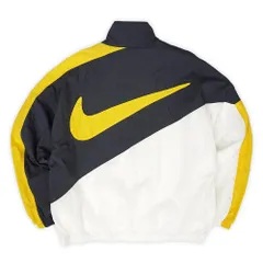 ナイキ NIKE 90s 90年代 ナイロンジャケット ビッグスウォッシュ ロゴ 旧タグ USA アメリカ ヴィンテージ 古着 メンズ ウインドブレーカー ブラック ホワイト イエロー L【中古】