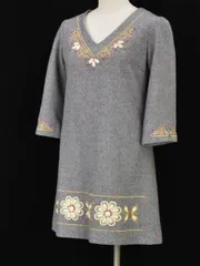 チェスティ Chesty ワンピース 刺繍 ビジュー 0サイズ グレー 花柄 レディース F-L1733