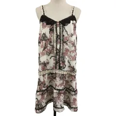 アクシーズファム axes femme チュニック フレア フリル レース 総柄 ノースリーブ M 白 ピンク ホワイト