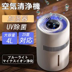 空気清浄機 加湿器 気化式 4L大容量 25畳対応 PM2.5対応 花粉除去 除菌 静音 上部給水 水漏れ防止 自動湿度調整 アロマ対応 省エネ USB給電 卓上