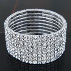ブレスレット 8連 クリスタル シルバー ビキニドレス コンテスト ステージアクセサリー モノキニ ダンス パーティー ドレスアップ 新品