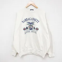 XL/古着 長袖 スウェット メンズ 00s ロードアイランド 刺繍 大きいサイズ クルーネック ベージュ カーキ 24sep27 中古 スエット トレーナ