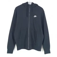 Nike(ナイキ） メンズ 刺繍ロゴ 裏起毛 フード付き ジップアップパーカー ネイビー M （ HU36377 ）